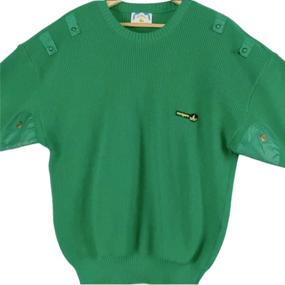 VTG 80’s Rare Navigare Men’s Green Sweater with Green Nylon Embellishments. - Picture 4 of 12
